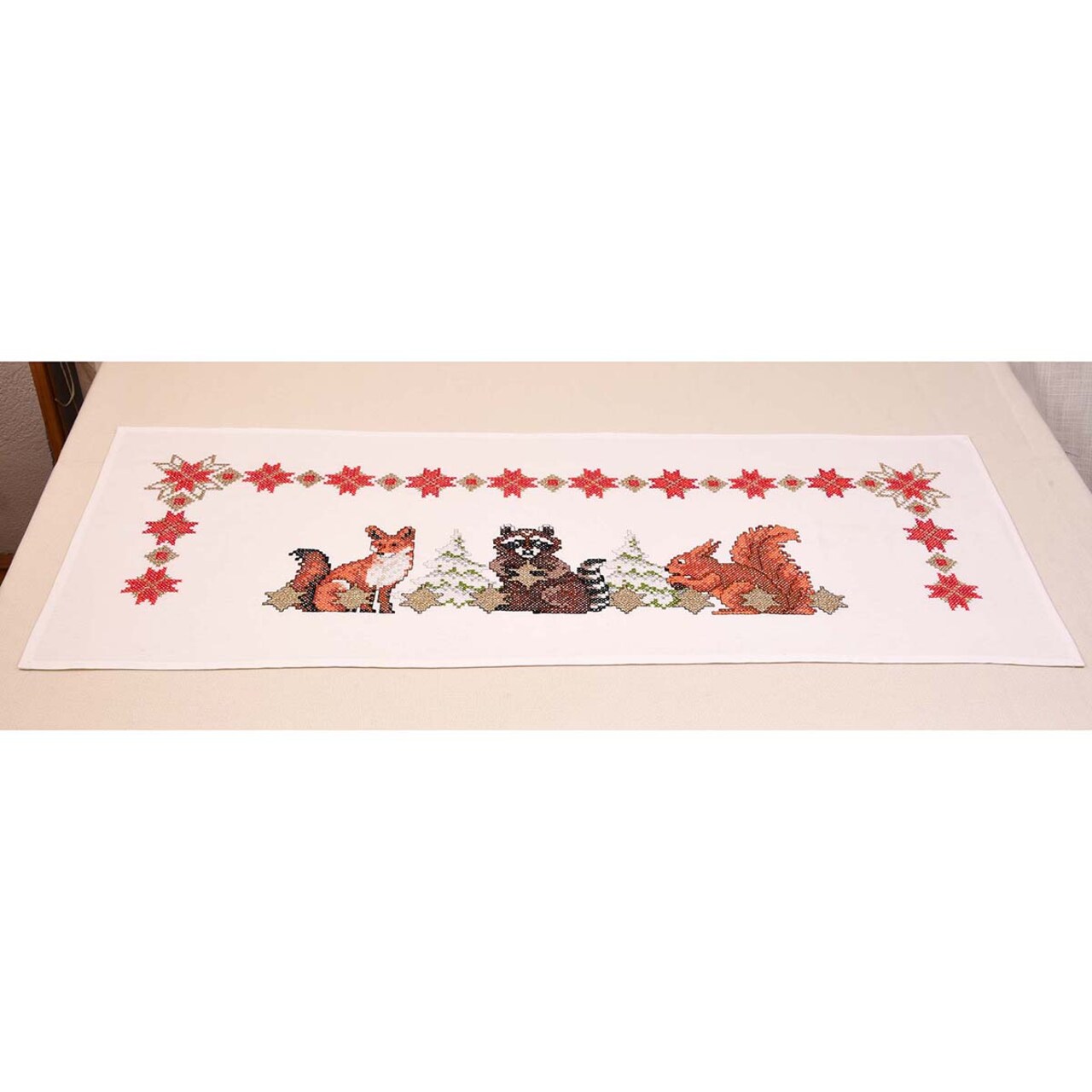 Craftways Forrest Animals Table Runner Stamped Cross-Stitch Kit